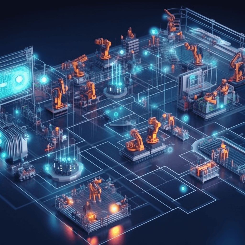Illustration of industrial automation 4.0 and IoT
